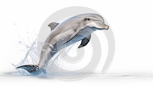 A dolphin on white background, is an aquatic mammal within the infraorder Cetacea