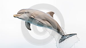 A dolphin on white background, is an aquatic mammal within the infraorder Cetacea