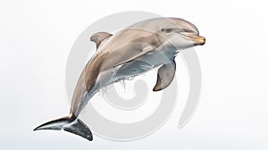 A dolphin on white background, is an aquatic mammal within the infraorder Cetacea