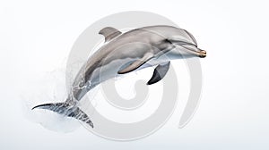 A dolphin on white background, is an aquatic mammal within the infraorder Cetacea