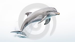 A dolphin on white background, is an aquatic mammal within the infraorder Cetacea