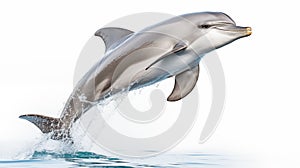 A dolphin on white background, is an aquatic mammal within the infraorder Cetacea