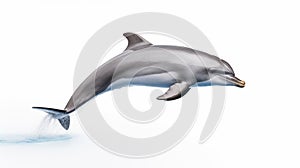 A dolphin on white background, is an aquatic mammal within the infraorder Cetacea photo