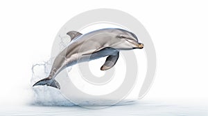 A dolphin on white background, is an aquatic mammal within the infraorder Cetacea photo