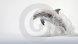 A dolphin on white background, is an aquatic mammal within the infraorder Cetacea photo