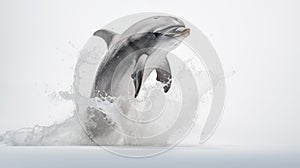 A dolphin on white background, is an aquatic mammal within the infraorder Cetacea photo