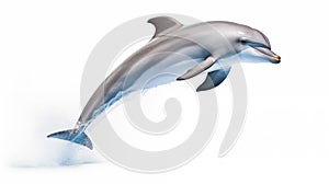 A dolphin on white background, is an aquatic mammal within the infraorder Cetacea photo