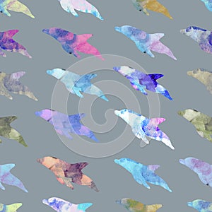 Dolphins on the abstract background.