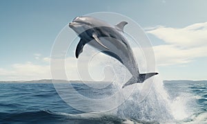 Dolphins jumping out of the water. Nature background