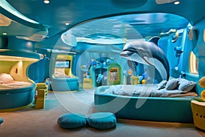 dolphins playground a room featuring a playful underwater playgr