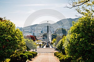 Dolsan park and downtown view in Yeosu, Korea photo