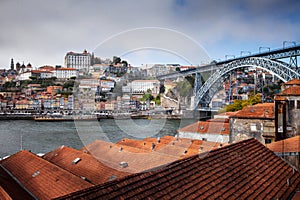 Dom Luis Bridge to Porto roofline