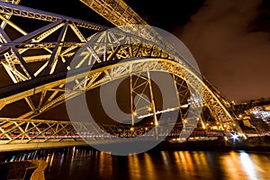 The Dom Luis I Bridge at night, Porto, Portugal