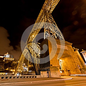 The Dom Luis I Bridge at night, Porto, Portugal