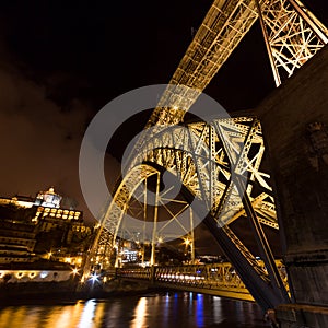 The Dom Luis I Bridge at night, Porto, Portugal