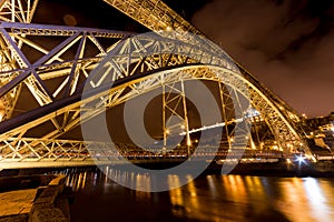 The Dom Luis I Bridge at night, Porto, Portugal