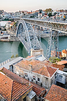 Dom Luis I Bridge over the river Douro in Porto, Portugal.