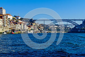 Dom Luis I Bridge and the Ribeira riverside, in Porto