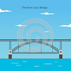 Dom LuÃ­s I Bridge in Opporto Porto Portugal is an icon of the city of Porto. famous building for vacation destinations The