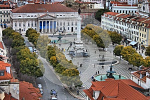 Dom Pedro IV square in Lisbon photo