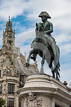 Dom Pedro IV statue in Porto, Portugal