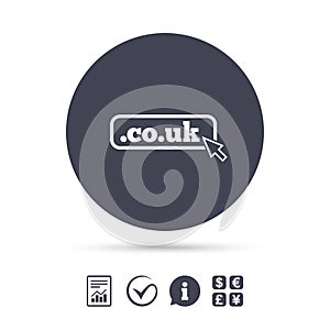 Domain CO.UK sign icon. UK internet subdomain.