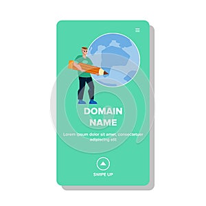 Domain Name Man Invent And Registration Vector