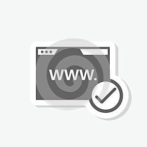 Domain Name Registration simple Icon sticker isolated on gray background