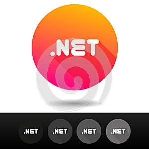 Domain NET sign buttons. 5 Icons Vector top-level internet domain symbols.