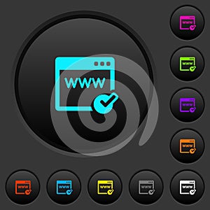 Domain registration dark push buttons with color icons