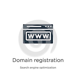 Domain registration icon vector. Trendy flat domain registration icon from search engine optimization collection isolated on white