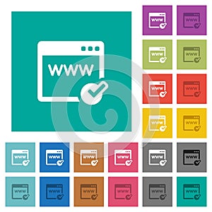 Domain registration square flat multi colored icons