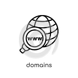 Domains icon. Trendy modern flat linear vector Domains icon on w