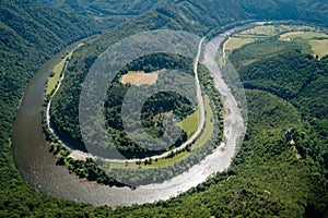 Domasinsky meander of Vah river and ruins of Starhrad castle, Slovakia