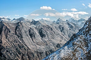 Dombai. Scenery of rockies in Caucasus region in Russia