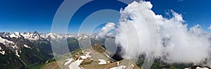 Dombay, mountainous territory, ski resort and nature reserve of the North Caucasus in Karachay-Cherkessia, Russia