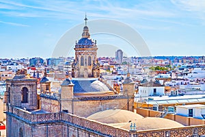 The dome of the Annunciation Church in Seville, Spain photo