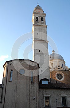 Dome and bell tower of the Basilica of Santa Giustina in Padua in Veneto (Italy)