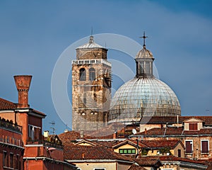 Dome and Bell Tower of Chiesa di San Geremia in Venice, Italy photo