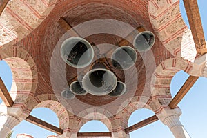 The dome with bells at Varlaam Monastery in Meteora, Greece