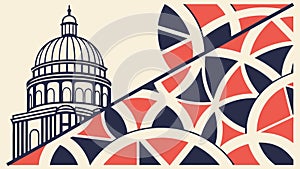 Dome Building with Geometric Abstract Pattern Element, vector design Generative AI