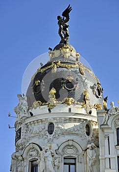 Dome of building Metropolis, Madrid, Spain