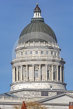 Dome of the capital building with blue sky behind