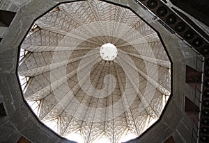 The Dome. Catholic church of the Annunciation in Nazareth, Izrael. Indoor, artistic and architecture detail