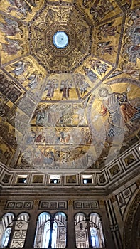 Dome ceiling with golden mosaic icons