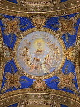 Dome ceiling Painting of Eucharist Adoration of the angels