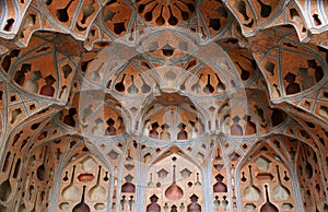 Dome ceiling at Palace in Isfahan, Iran photo