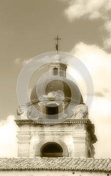 Dome of a church, old fashioned sepia hue