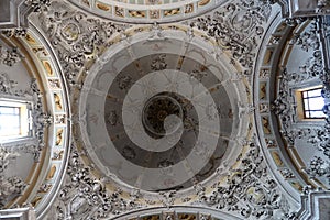 Dome of the Churrigueresque style Communion Chapel inside the church of Our Lady of the Assumption of Biar, Alicante, Spain photo