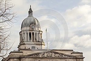 The dome of the City Council building in Nottingham, England.